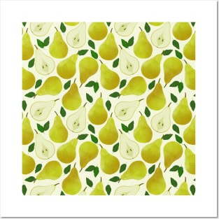 Green Pears Pattern Posters and Art